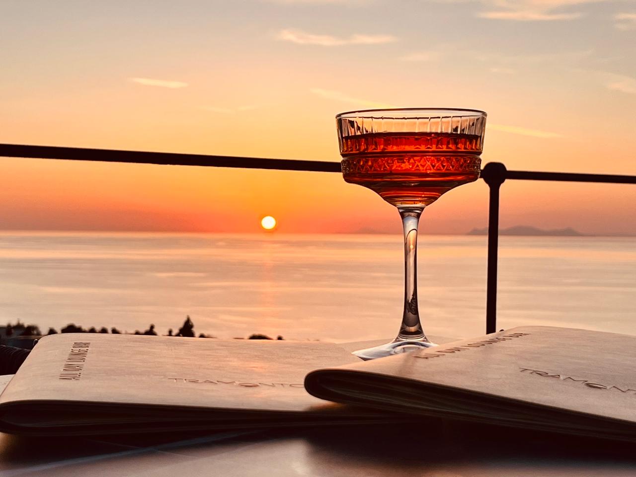 Breathtaking Santorini sunset over the caldera from Tramonto Lounge